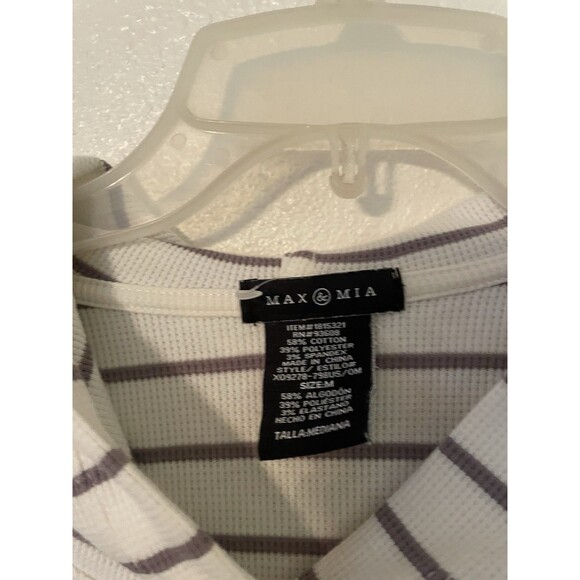 Max & Mia Stripe Waffle Knit Lounge Hoodie Womens Medium Sage Pullover - Picture 4 of 5